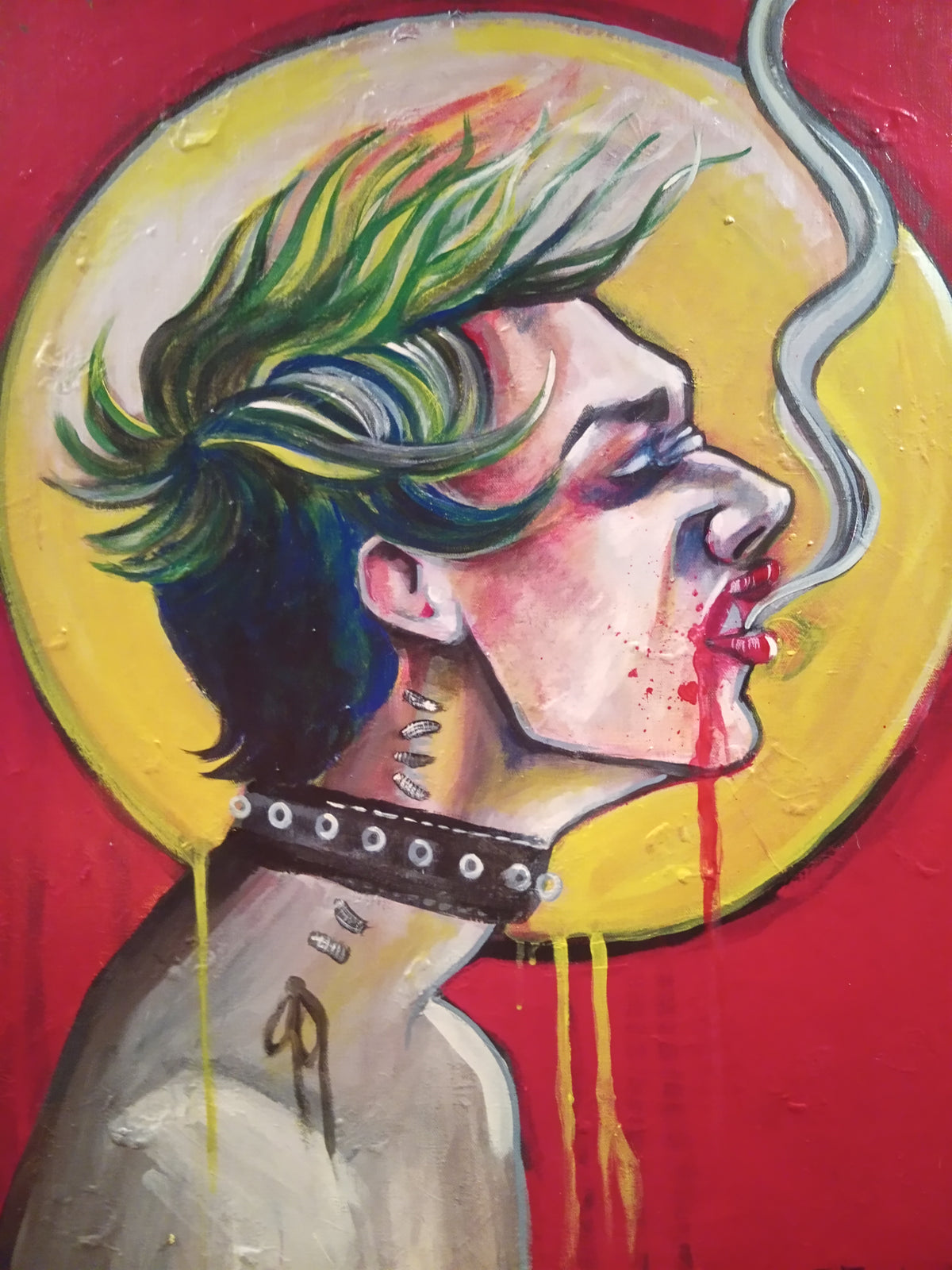 Punk Saint original acrylic painting by Roberto Cisneros