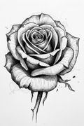The Rose detailed ballpoint-ink rose drawing by Roberto Cisneros