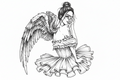 The Fallen ink artwork of a winged woman by Roberto Cisneros