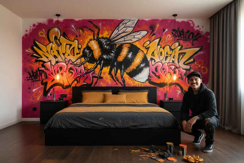 Bumblebee Mural - Black Hoodie