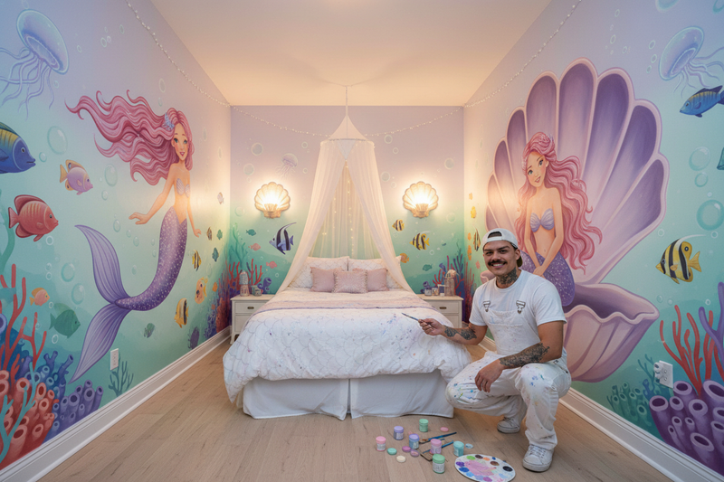 Mermaid Nursery - White Overalls