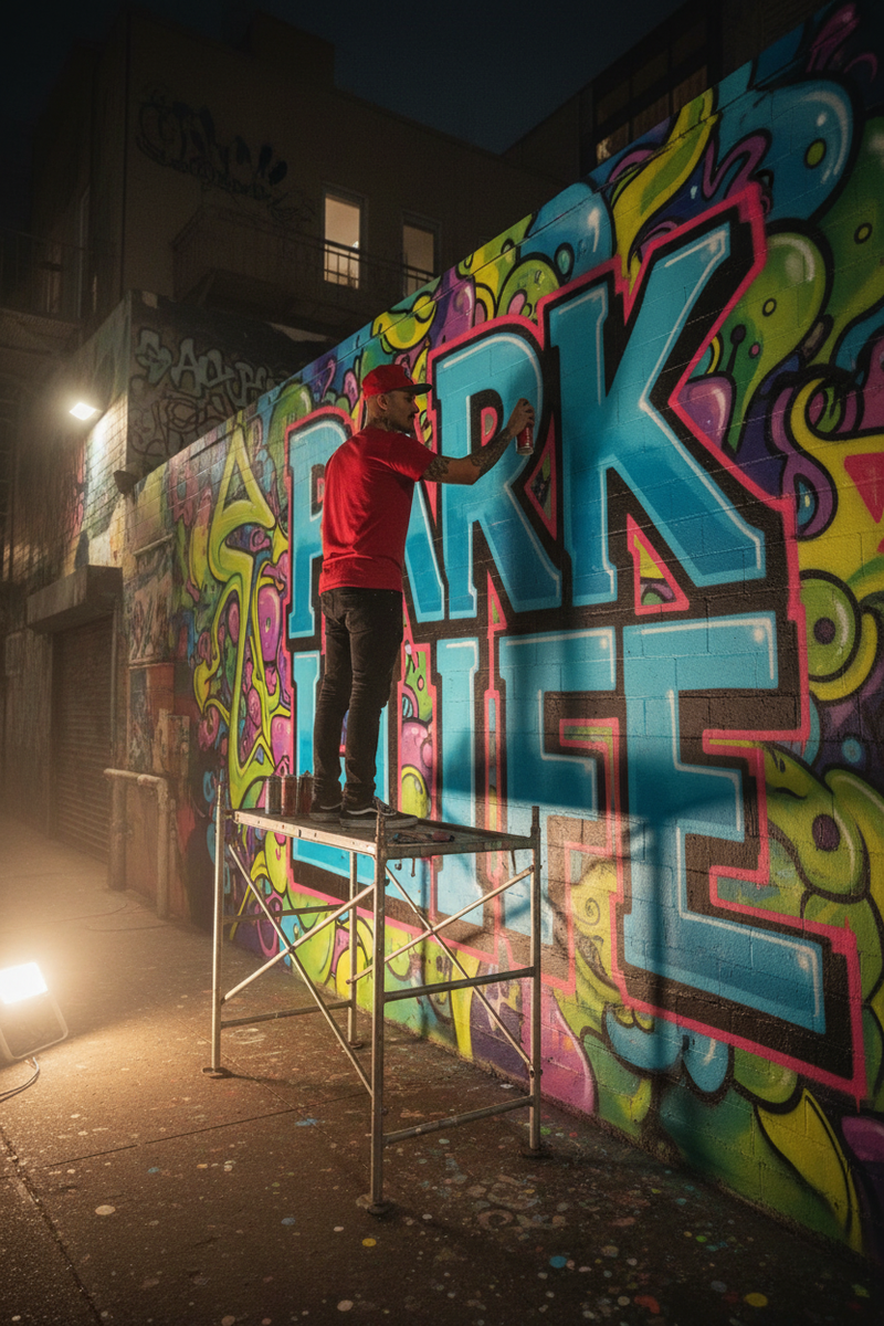 Mural - Night Scaffold