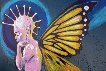 The Wanderer surreal figure with butterfly wings by Roberto Cisneros