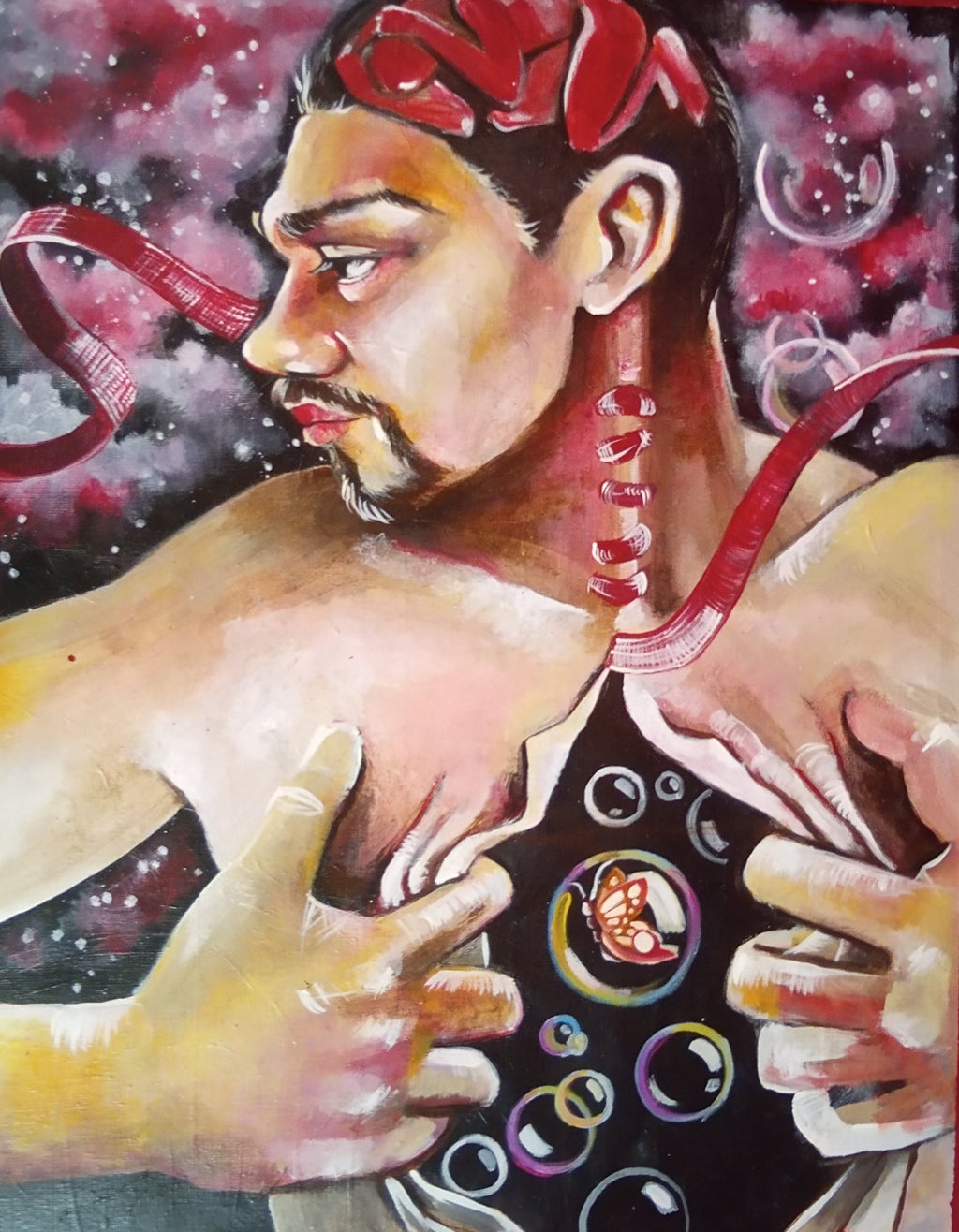 Additional view of the complete Renewal Collection set of five original paintings