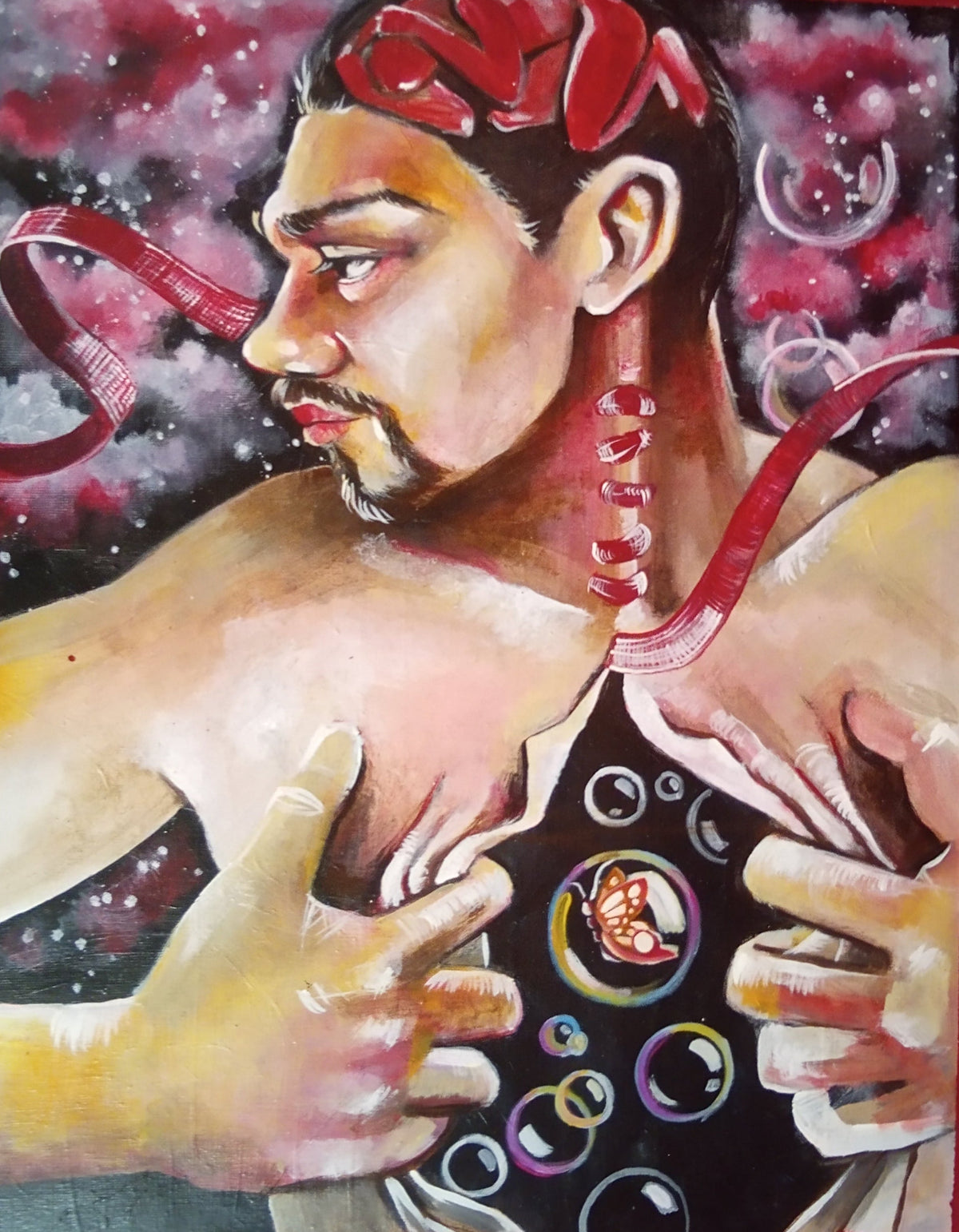 Additional view of the complete Renewal Collection set of five original paintings