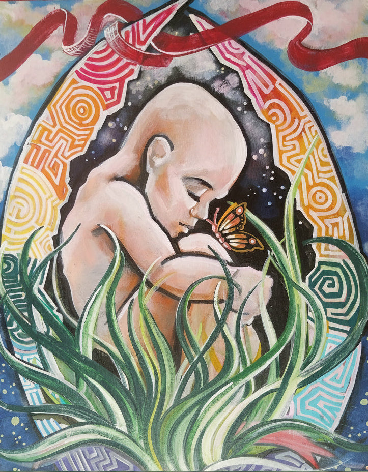 Overview of the complete five-piece Renewal Collection of original paintings by Roberto Cisneros