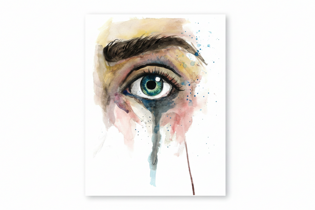 The Crying Eye watercolor artwork by Roberto Cisneros