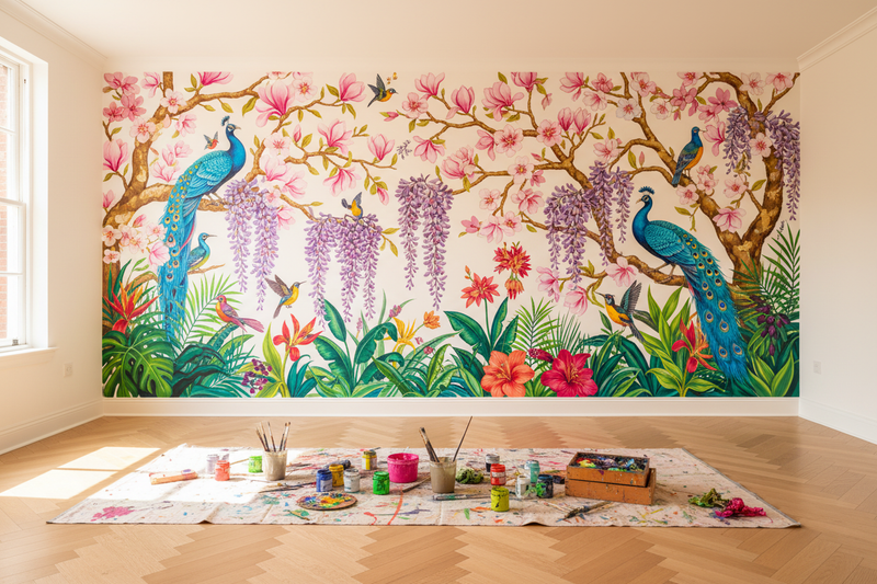 Vibrant Botanical Mural - Just Finished